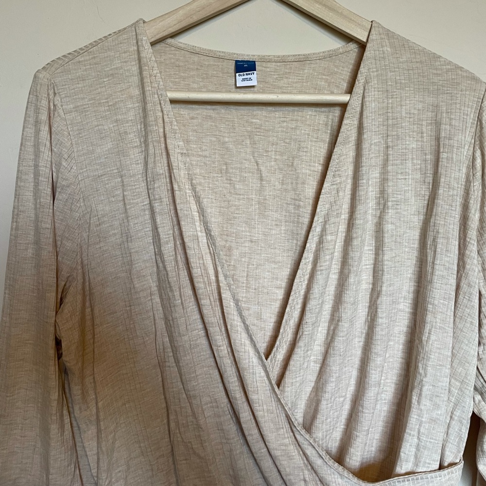 Old Navy faux wrap pajama top XL in Oatmeal Heather